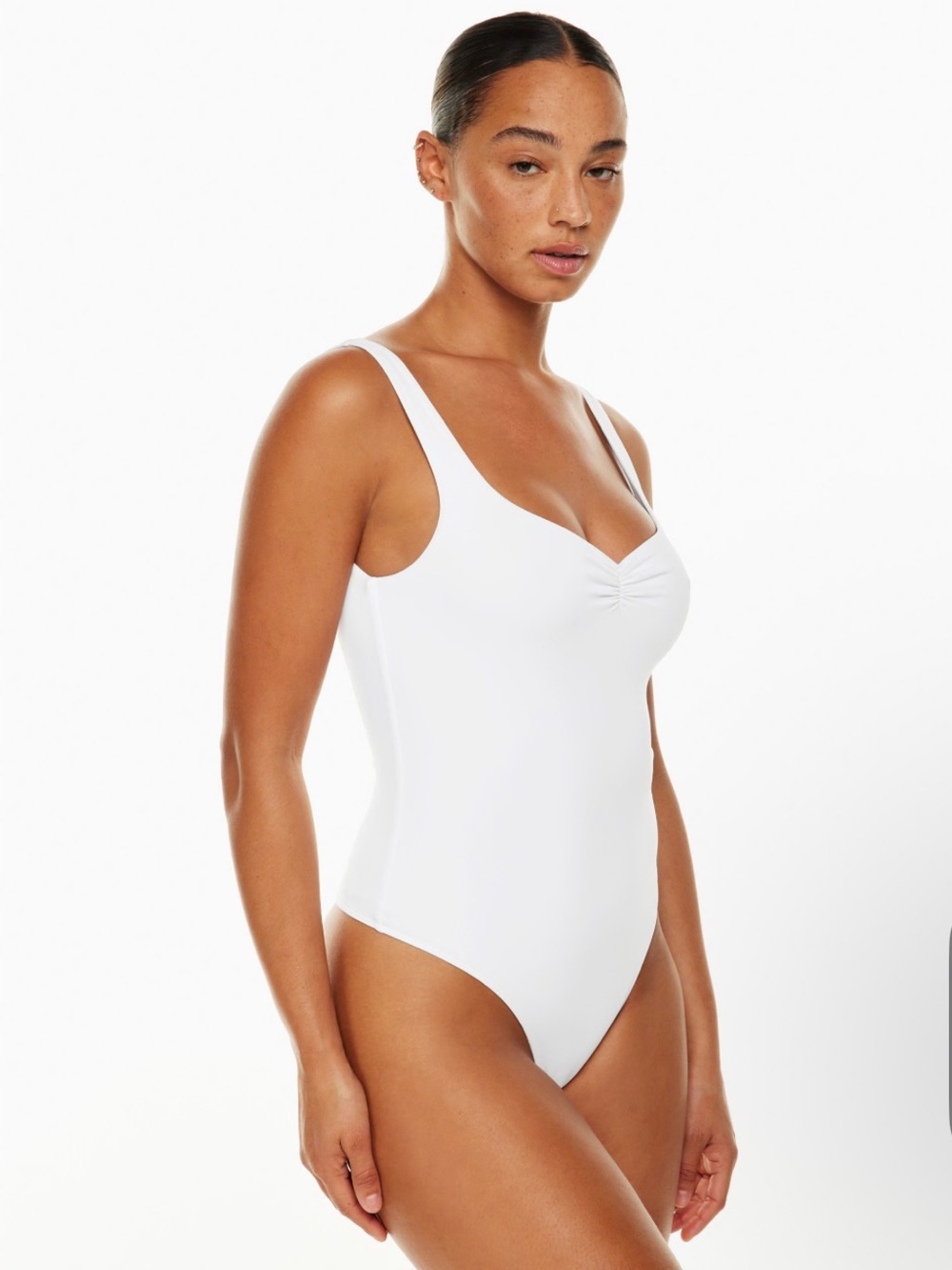 Abercrombie & Fitch White Scoop Neck One-Piece